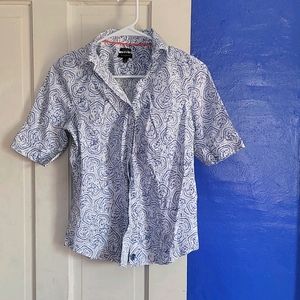 Talbot blouse. blue and white. Size 4